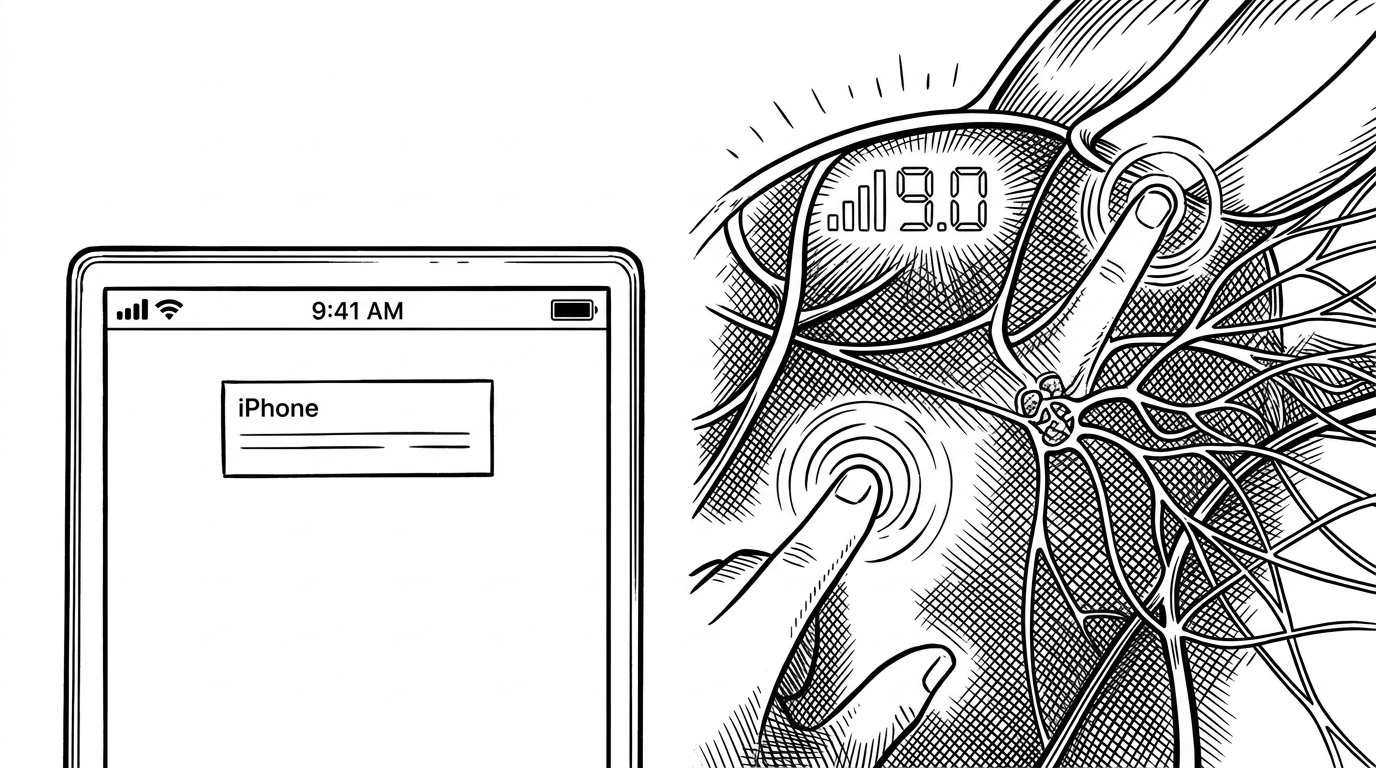 A split scene contrasts a plain iPhone status bar on the left with a floating, gesture-ready network overlay on the right. The comparison makes the repo's value easy to see: it turns a static indicator into an embedded, interactive layer.