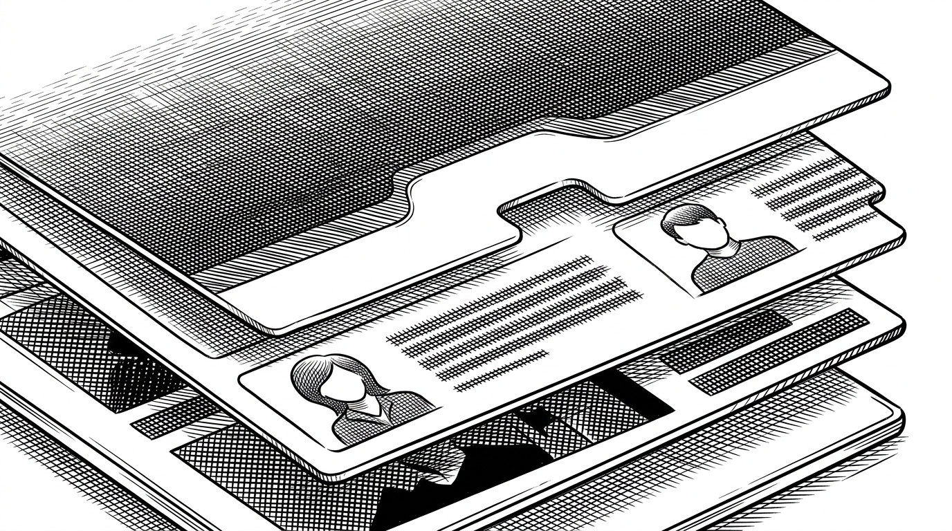 A close-up cross-section of a webpage edge shows stacked layers: a gradient field on top, a white SVG cut-out in the middle, and a testimonial band beneath it. The image explains how masking and layering create the site’s sense of depth without relying on heavy animation.