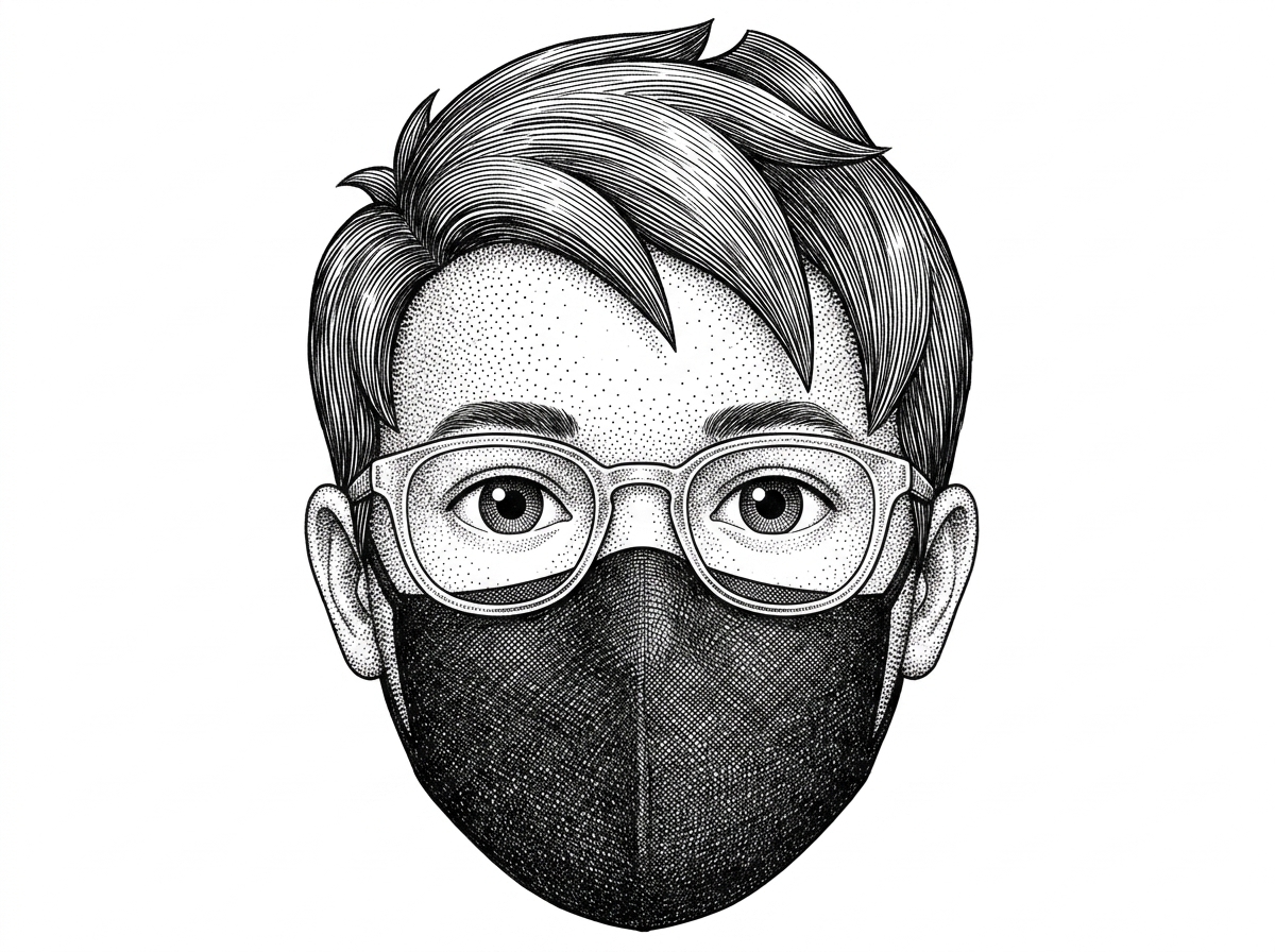 A hedcut-style portrait of Gloridust, the project creator, rendered as black ink on white. The portrait anchors the article’s origin story and shows the maintainer behind the container orchestration layer.