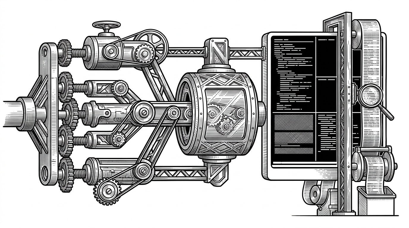 A close-up machine diagram where one shared repository splits into separate worktrees, each enclosed in a runtime shell, then into a tmux pane with logs flowing upward. The image explains how Scion turns one codebase into many non-conflicting execution contexts.