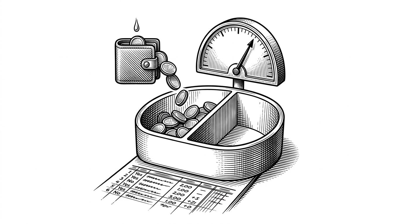 A close-up view isolates a single market pool split into Yes and No sides, with coins flowing from a wallet into one side and a price needle moving as the pool fills. The image explains how a fake-money market can still produce meaningful price discovery through imbalance and liquidity.