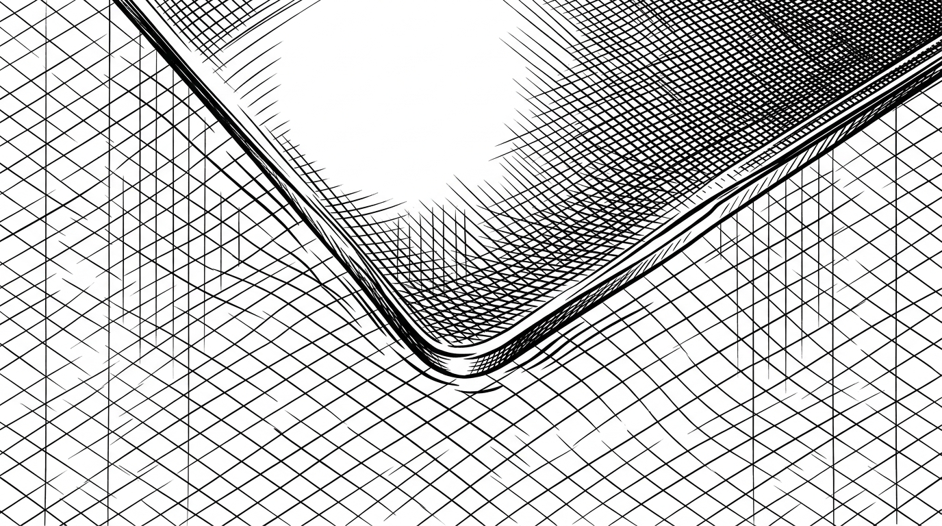 A tight crop on the corner of a glass card shows the background grid bending through the edge. A thin split in the rim suggests chromatic aberration, which explains how the repo gets from blur to convincing refraction.