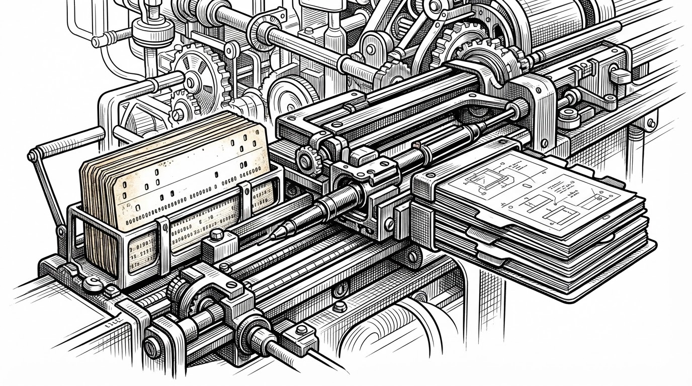A close, detailed editorial illustration of modules snapping into a pipeline like removable mechanical cartridges. One cartridge represents data processing, another represents a forward-step function, and a third represents configuration. The image explains how ike separates orchestration from task logic so different workloads can plug into the same training spine.
