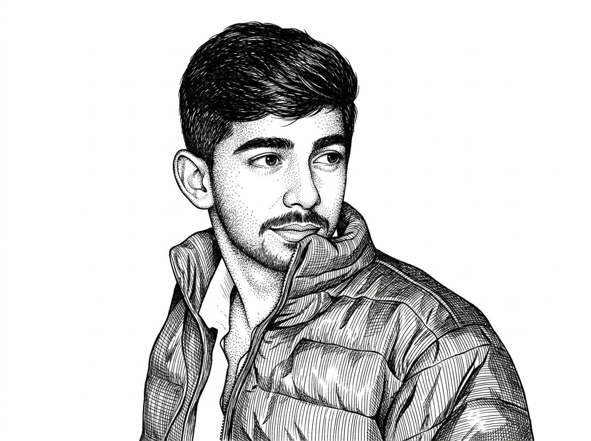 A hedcut-style portrait of Saksham Sandilya based on his verified GitHub avatar. The portrait gives the article a human anchor and identifies the author behind the learning sandbox.