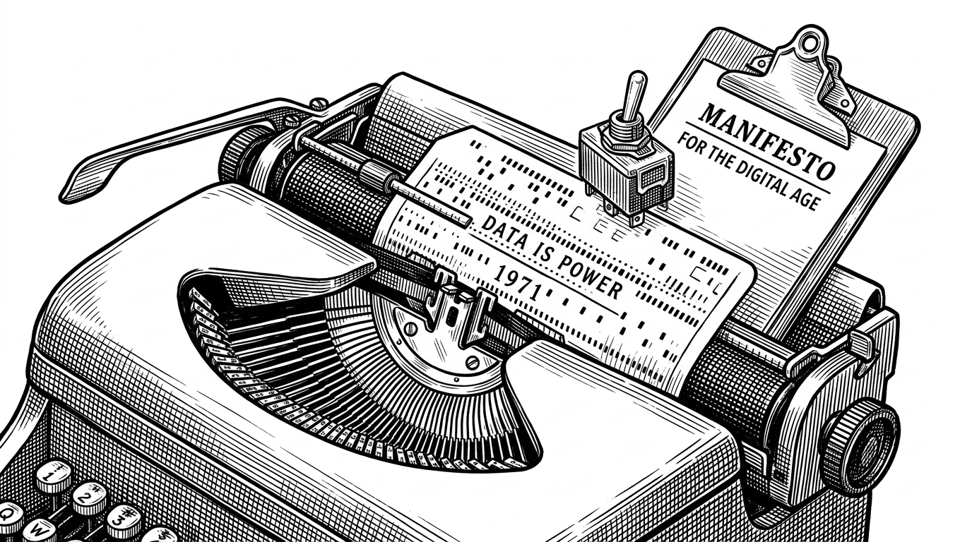 A close-up of a vintage typewriter extruding 3D objects instead of paper.