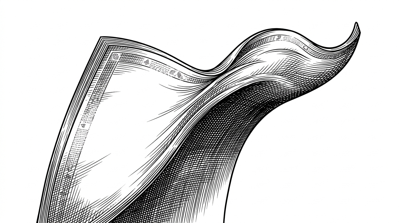 A close-up of one image panel flexing like a sheet under tension, with its edges rippling and the surface softening at the margins. The image illustrates how shader deformation and blur make a flat tile feel physical.
