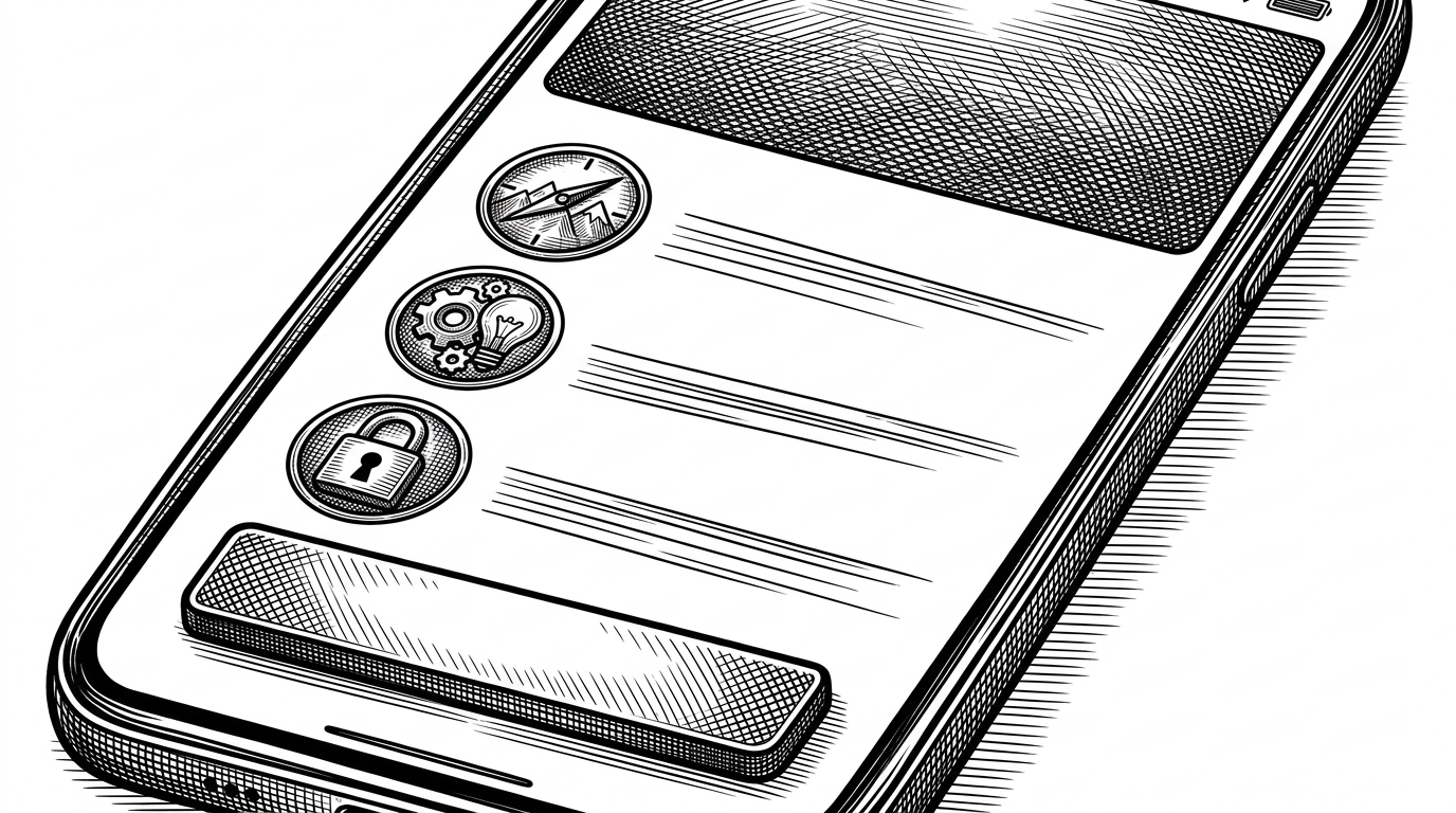 A close-up of a native-looking onboarding card with a large title, a vertical list of feature rows, and a single primary button. The image explains how the library borrows Apple's visual rhythm to make a drop-in onboarding screen feel built in rather than bolted on.