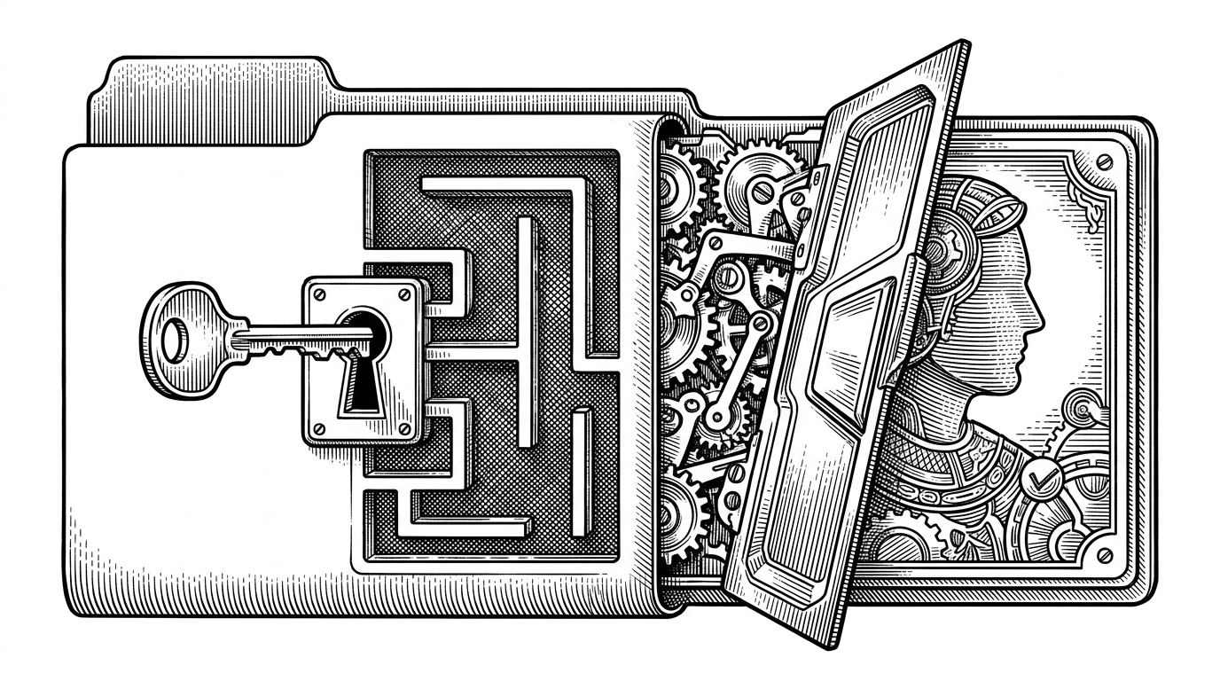 A username-shaped key fits into a profile-page lock, while a normal repository folder sits nearby and stays closed. The image explains that GitHub’s naming convention, not extra code, unlocks the special profile behavior.