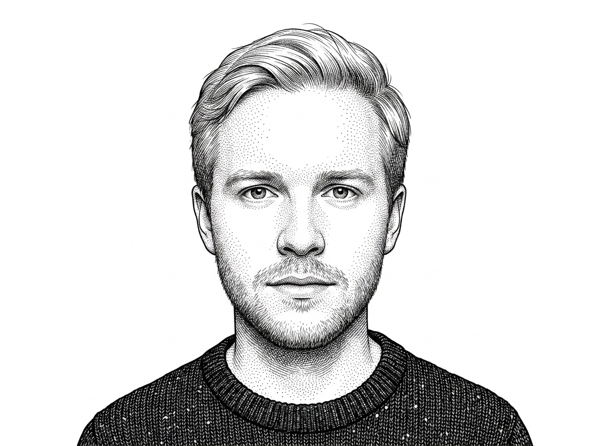 A hedcut-style portrait of the project owner based on a verified GitHub avatar. It is used to ground the article in the real maintainer identity rather than an invented face.