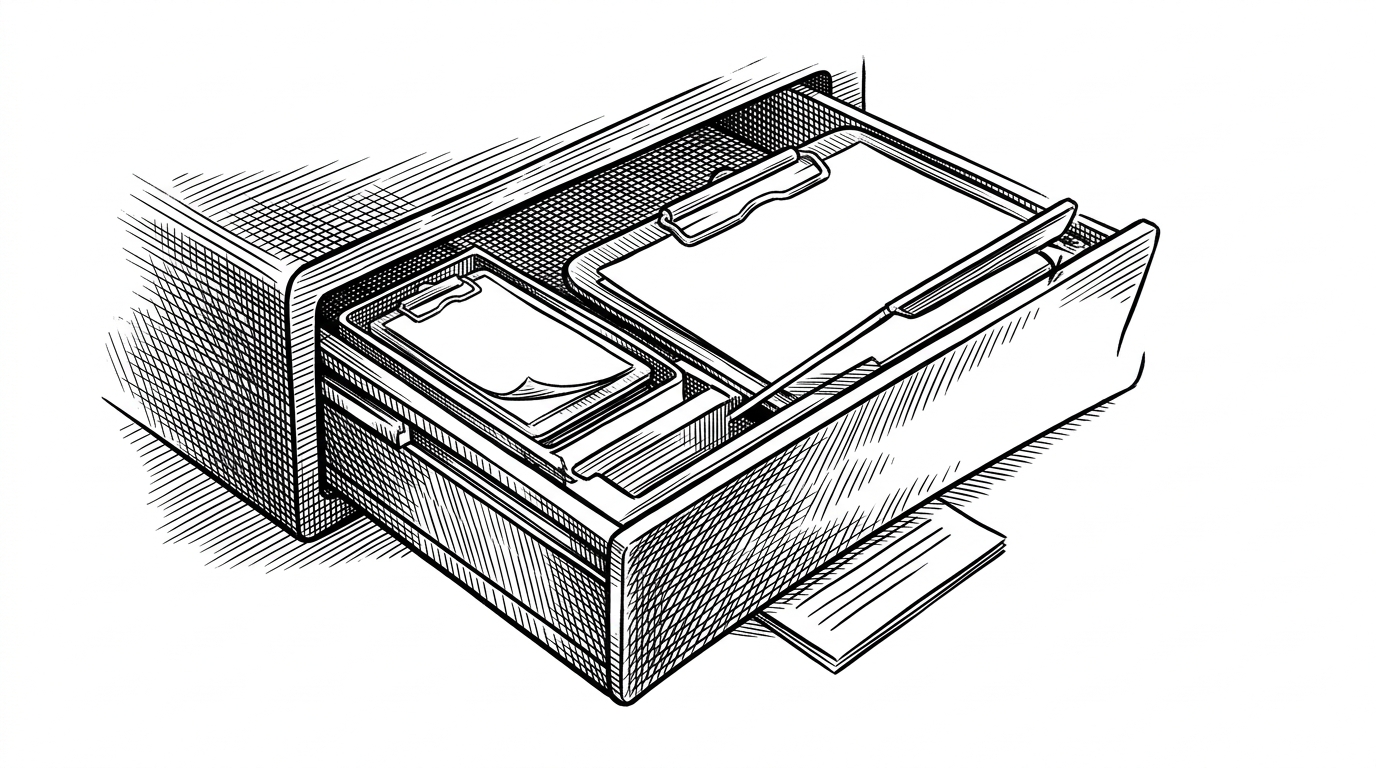 A close-up of a clipboard mechanism inside a desktop workflow, where original clipboard contents are held in a side compartment while dictated text slides into the focused app. It explains the repo's safety trick: Writher can paste into the current app without destroying what was already on the clipboard.