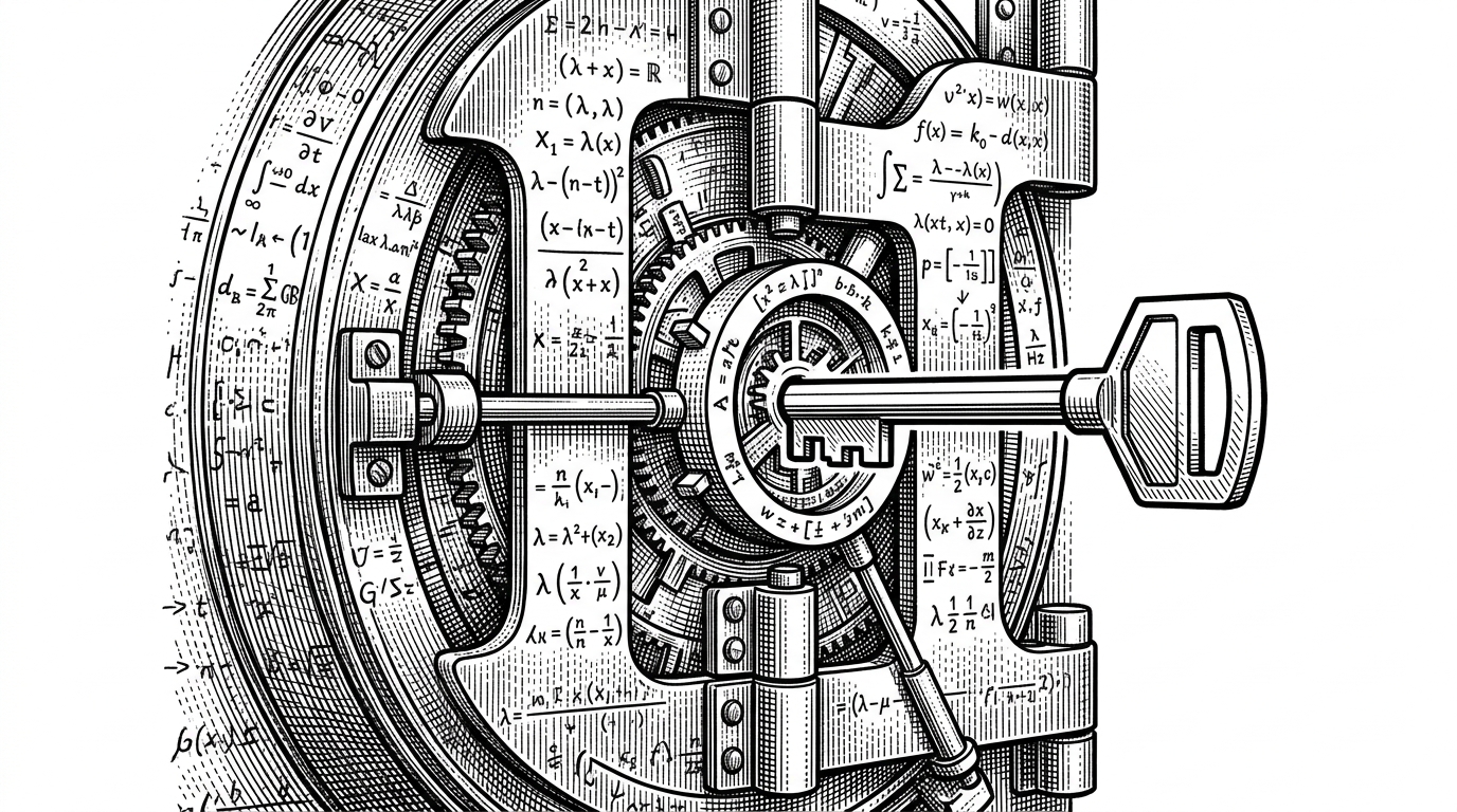 A massive vault door covered in mathematical equations being unlocked by a sleek modern skeleton key. It represents the pragmatic Go language unlocking the mathematically rigorous Haskell-based Cardano network.