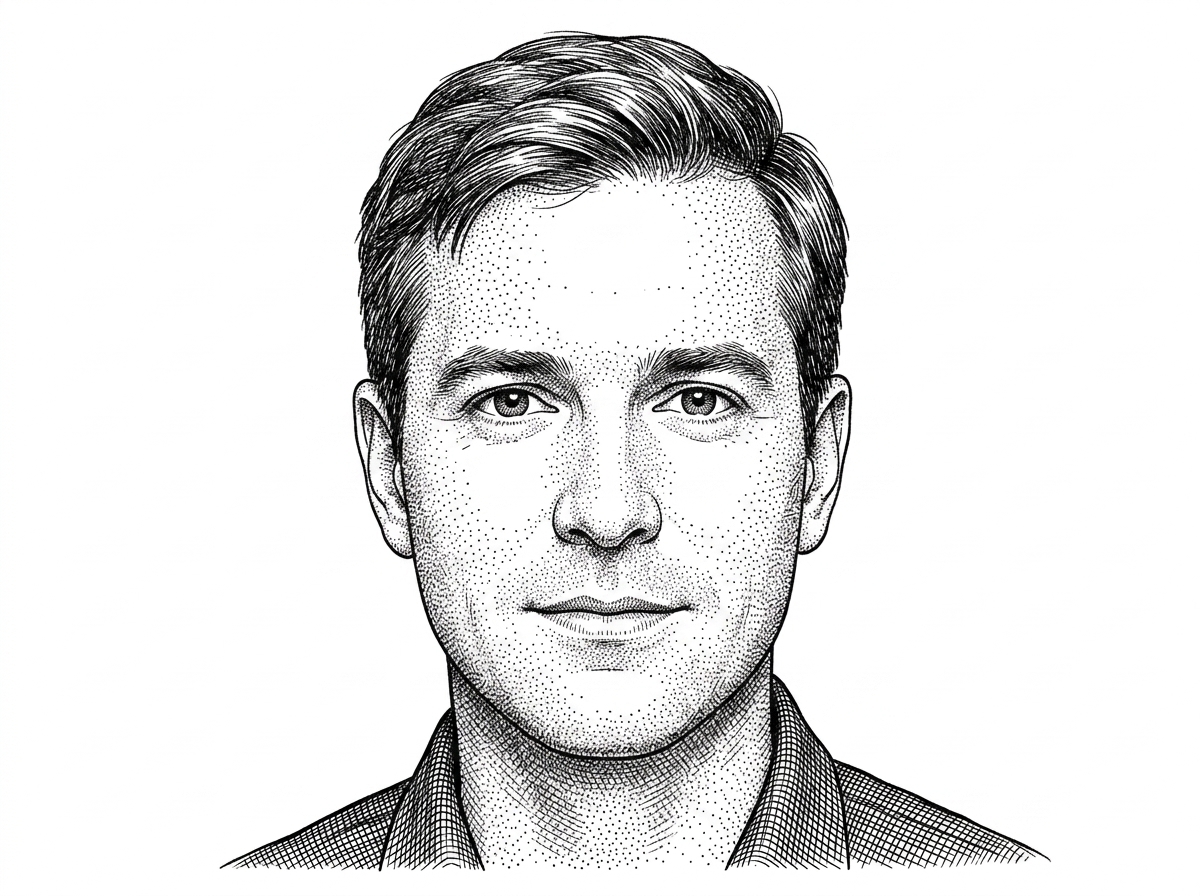 A WSJ hedcut-style portrait of clawvader-tech based on the verified GitHub avatar. The portrait is used to attribute the maintainer quote and reinforce that the security choices come from the project author, not a generic brand voice.