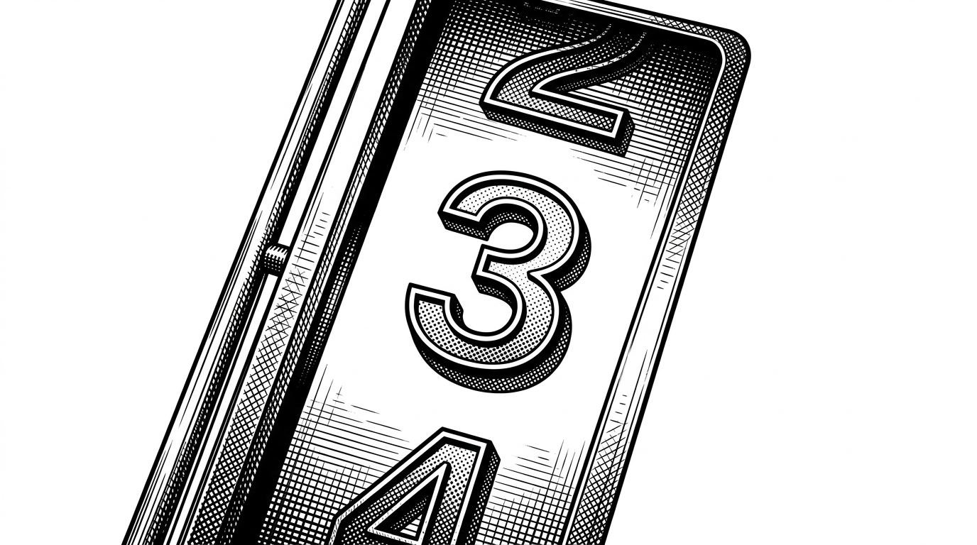 A tight close-up of a single digit strip moving vertically through a narrow viewport. The active digit appears raised by layered shadows while the surrounding digits recede, showing how motion and neumorphic styling combine to create tactile depth. The image explains the clock's illusion at the level of one reel.