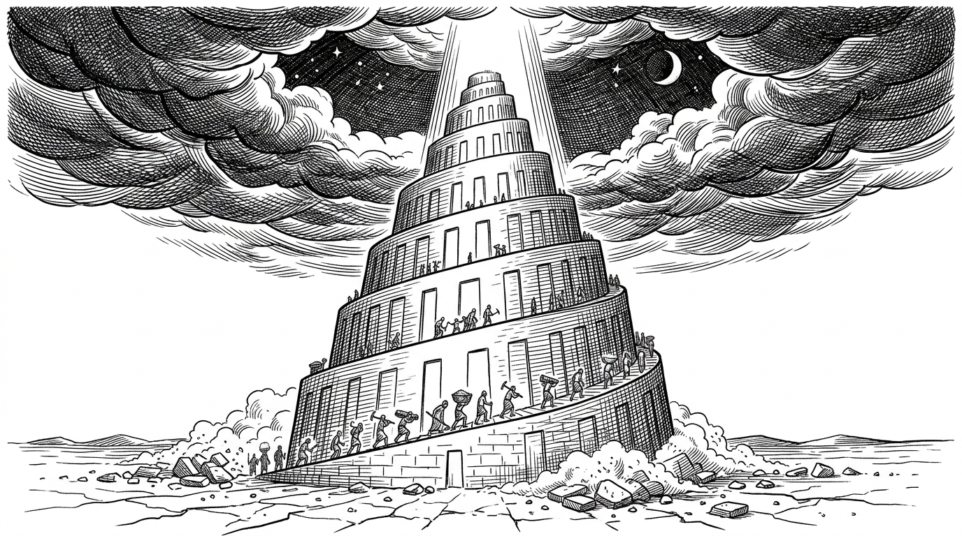 tower-of-babel: Tower of Babel: The Single-File 3D Scene That Replaces Assets with Math