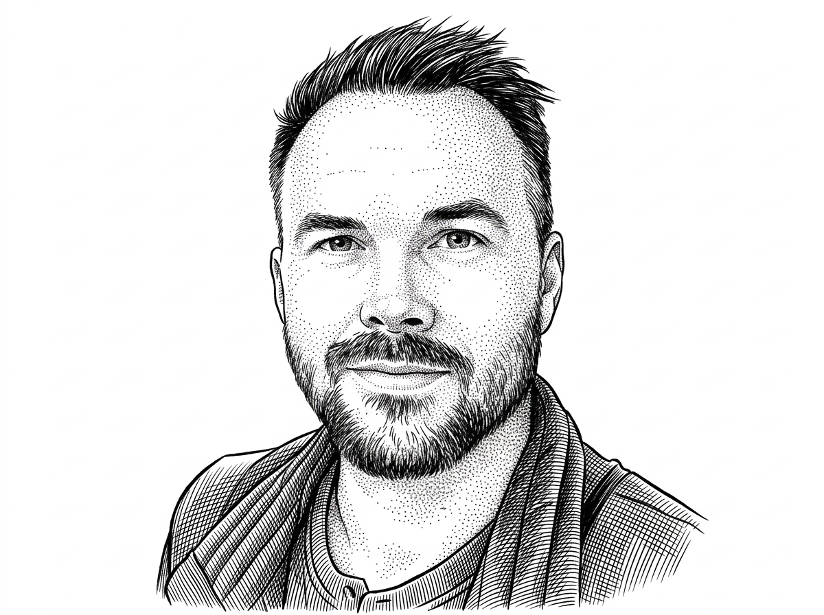 WSJ hedcut-style portrait of Eric Clemmons, the creator of opencode-skill.