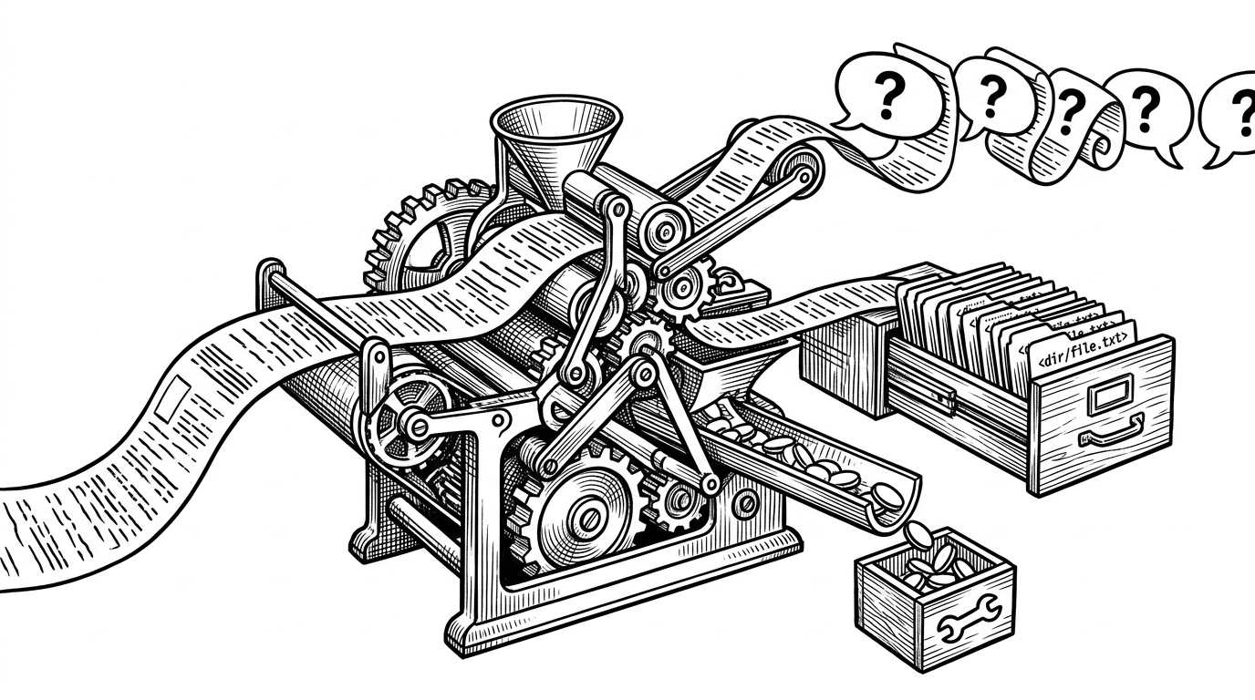 A parser machine splits a single model response into three lanes: a message lane, a file lane, and a tool lane. The image explains how structured output lets the backend distinguish human-readable text from executable mutations.