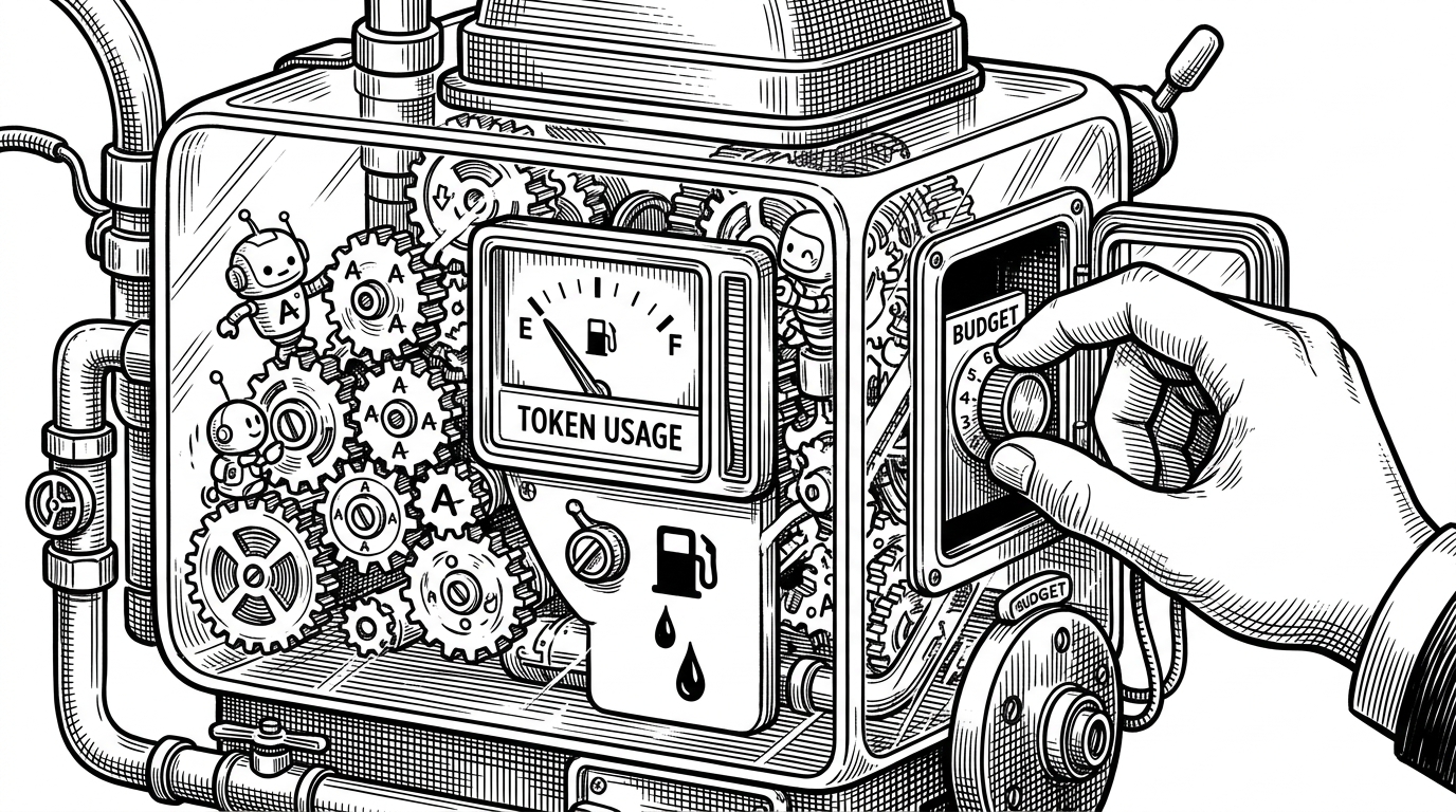 A glass-walled engine with small gears spinning inside and a fuel gauge dropping.