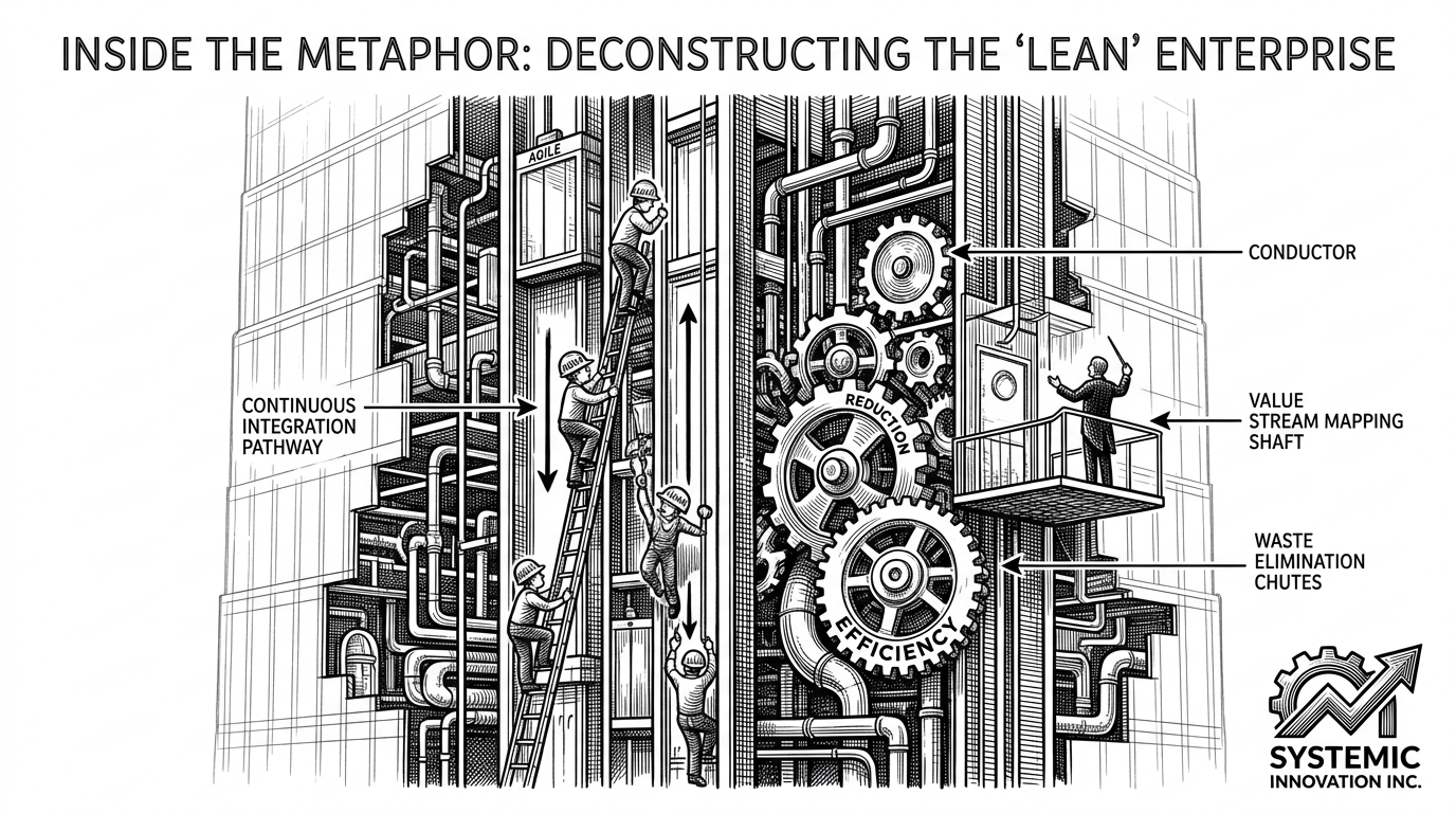 A classic architectural blueprint of a modern skyscraper where the internal plumbing and wiring are inked in heavy detail while the facade is faint.