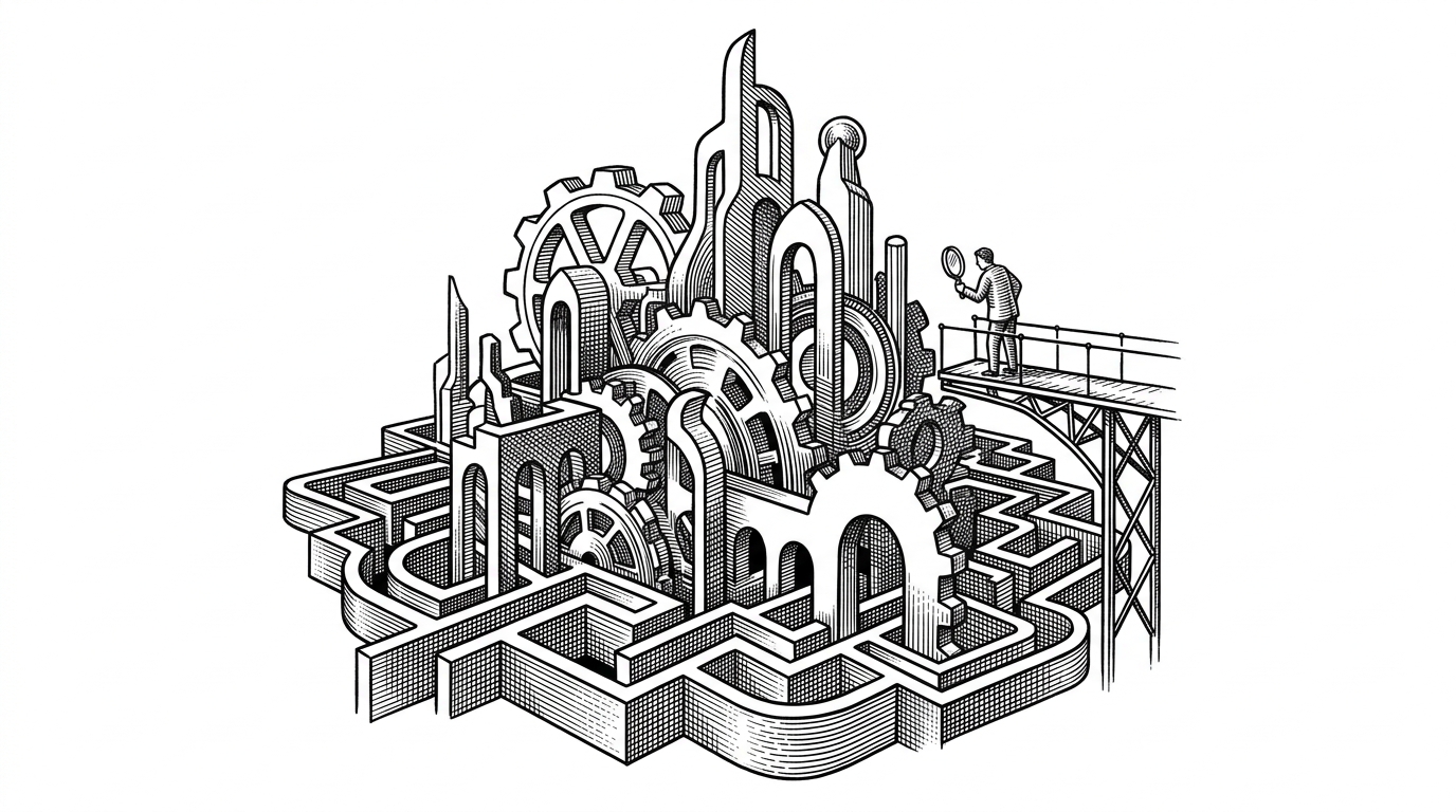 A close-up illustration shows several linked data cards arranged like a small network. Job, company, user, application, and interview plan nodes are connected by thin lines, showing a graph that behaves like a relational system inside MongoDB. It explains how the app preserves structure across hiring workflows without leaving the document model.