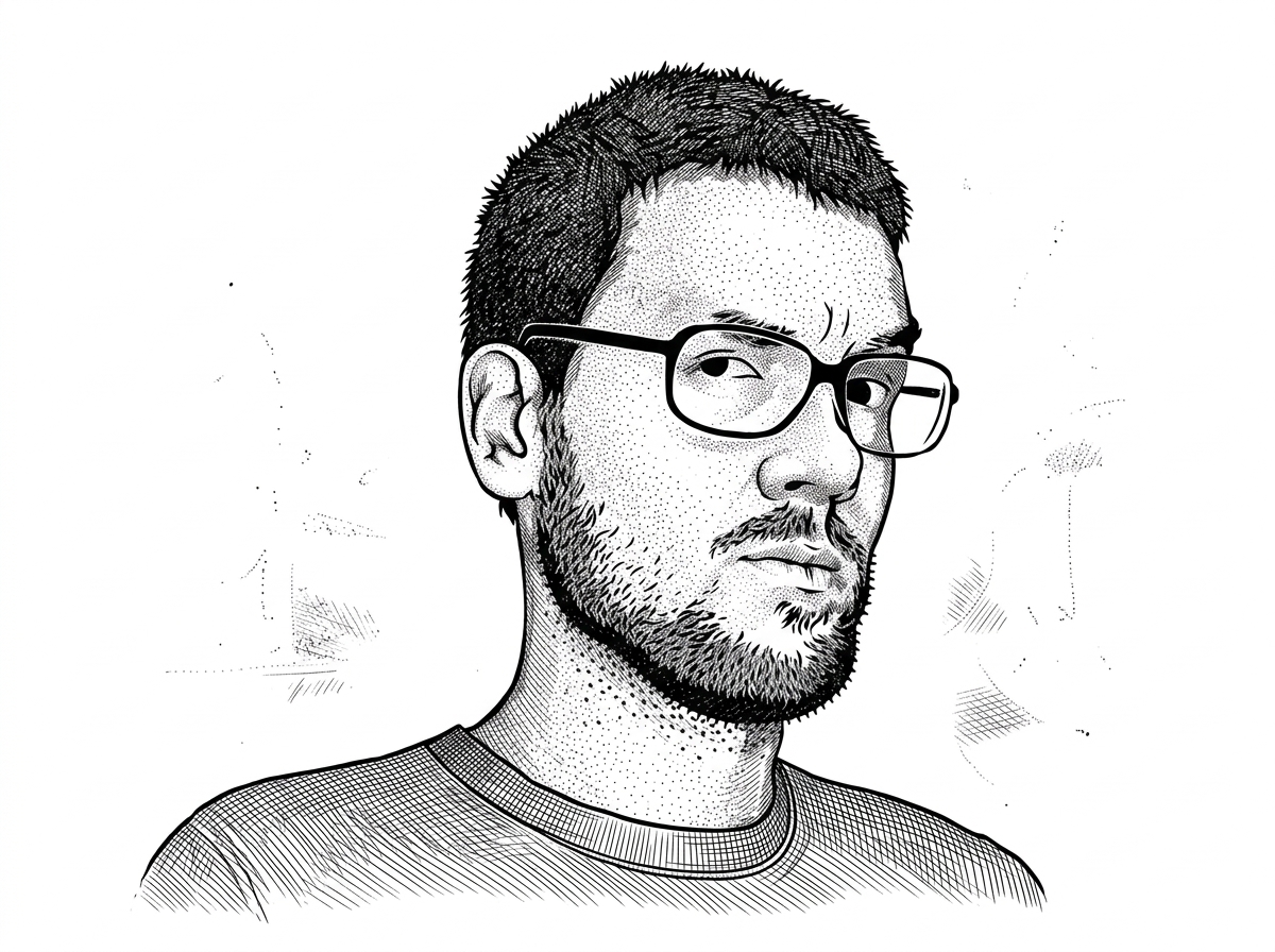 A hedcut-style portrait of lijigang, rendered in black ink on white, with a technical and editorial feel. The image connects the repo to a real author identity and signals that this is part of a broader family of xray tools.