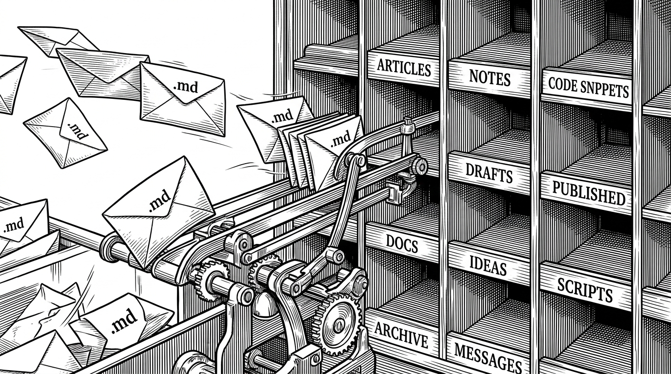 A vintage mechanical letter-sorting machine. Envelopes are flying through the air, being instantly and elegantly routed into distinct, neatly labeled wooden cubbies by precise mechanical arms. This represents the tag pagination trick.