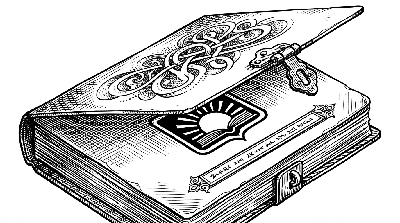 A close-up editorial illustration of a single conversation card split into two stacked layers, with a latch holding the upper thought layer open. Beneath it sits the final answer and a slim citation strip, showing how the interface can reveal or hide internal reasoning without losing structure.