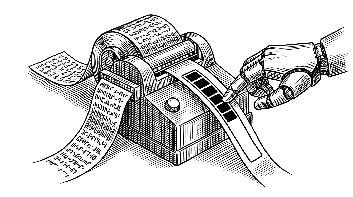 A mechanical ticker-tape machine translating raw JSON into a clean progress bar.