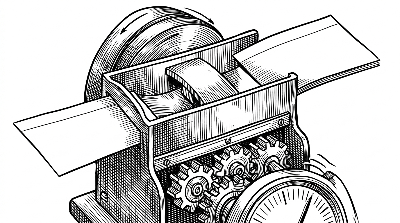 A close-up of a pairwise ranking mechanism with two cards entering a mechanical referee. It shows how GABRIEL reduces bias and turns wins and losses into a formal ranking instead of a casual preference.