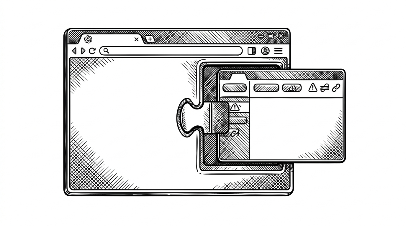 A wide editorial scene shows a ChatGPT window as a clean stage, with a third-party app panel sliding into it and aligning perfectly with the host chrome. The image explains the article's main idea: the library is designed so embedded UI feels native to the host rather than pasted on top of it.