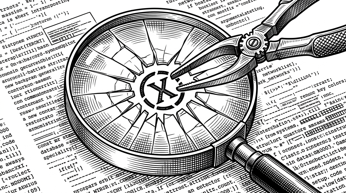 A close-up of a shattered magnifying glass over dense printed code, with metal forceps extracting a single flawed character. This represents the precision of the rescue subagent isolating a hyper-specific bug.