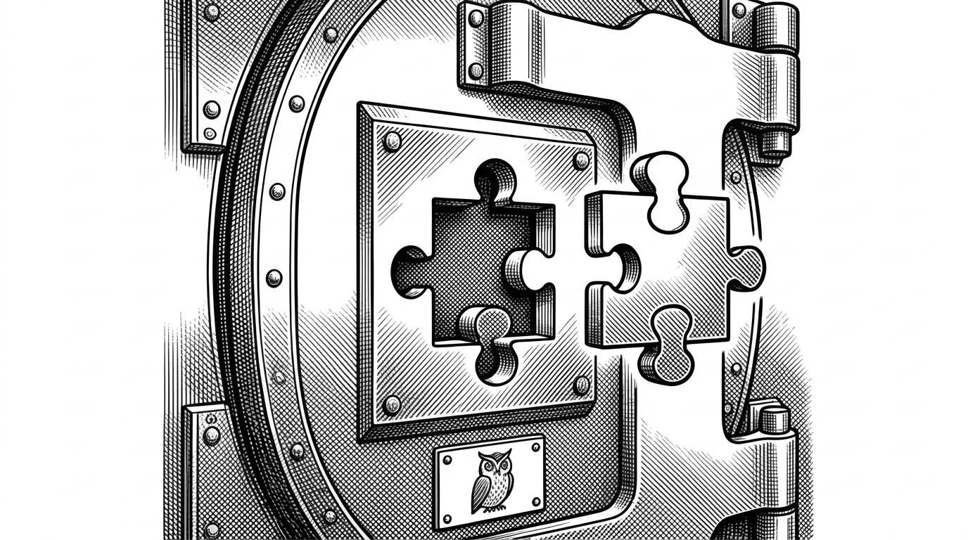 A heavy steel vault door with a perfectly machined puzzle piece slot, representing exact type matching at compile time.