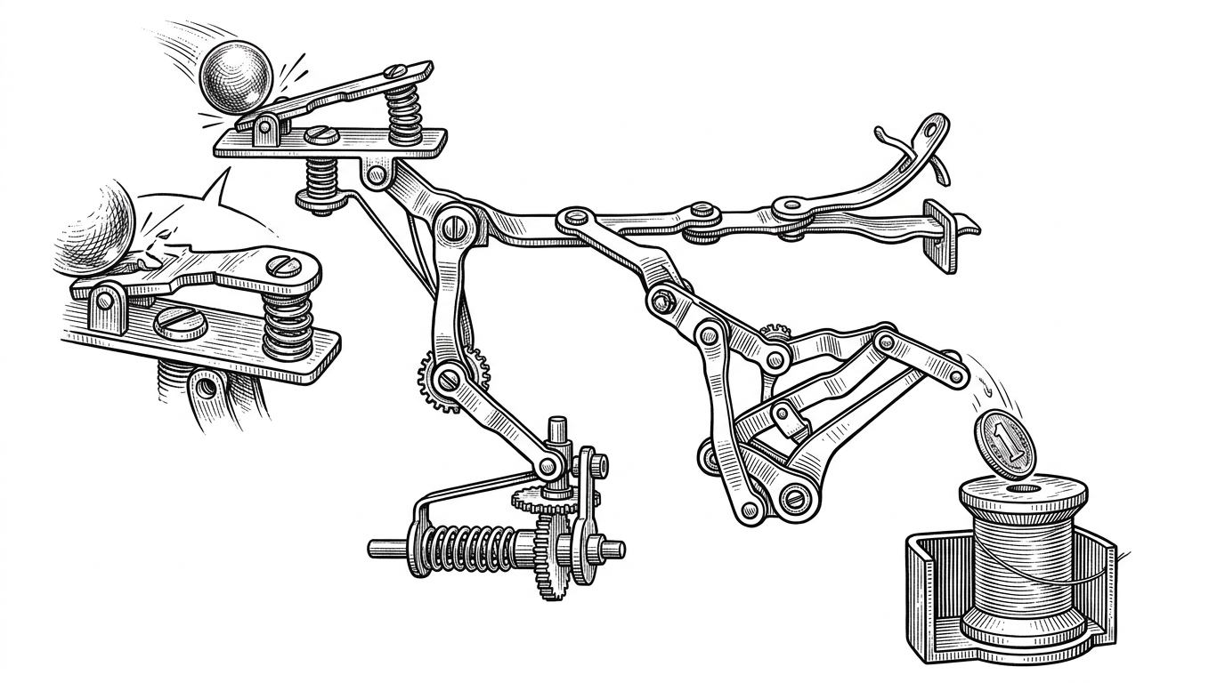 A close-up of a single engine event being caught by a relay switch and routed into several branching script paths. It explains the handoff from compiled game events into script callbacks and why the logic feels reactive instead of rigid.