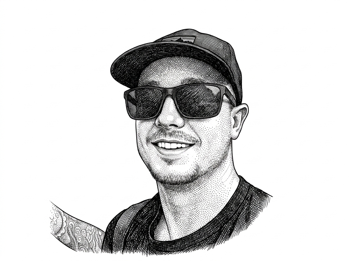 A hedcut-style portrait of Ben Word, known as retlehs. The image identifies the project’s main contributor and shows the person behind the plugin’s opinionated implementation choices.