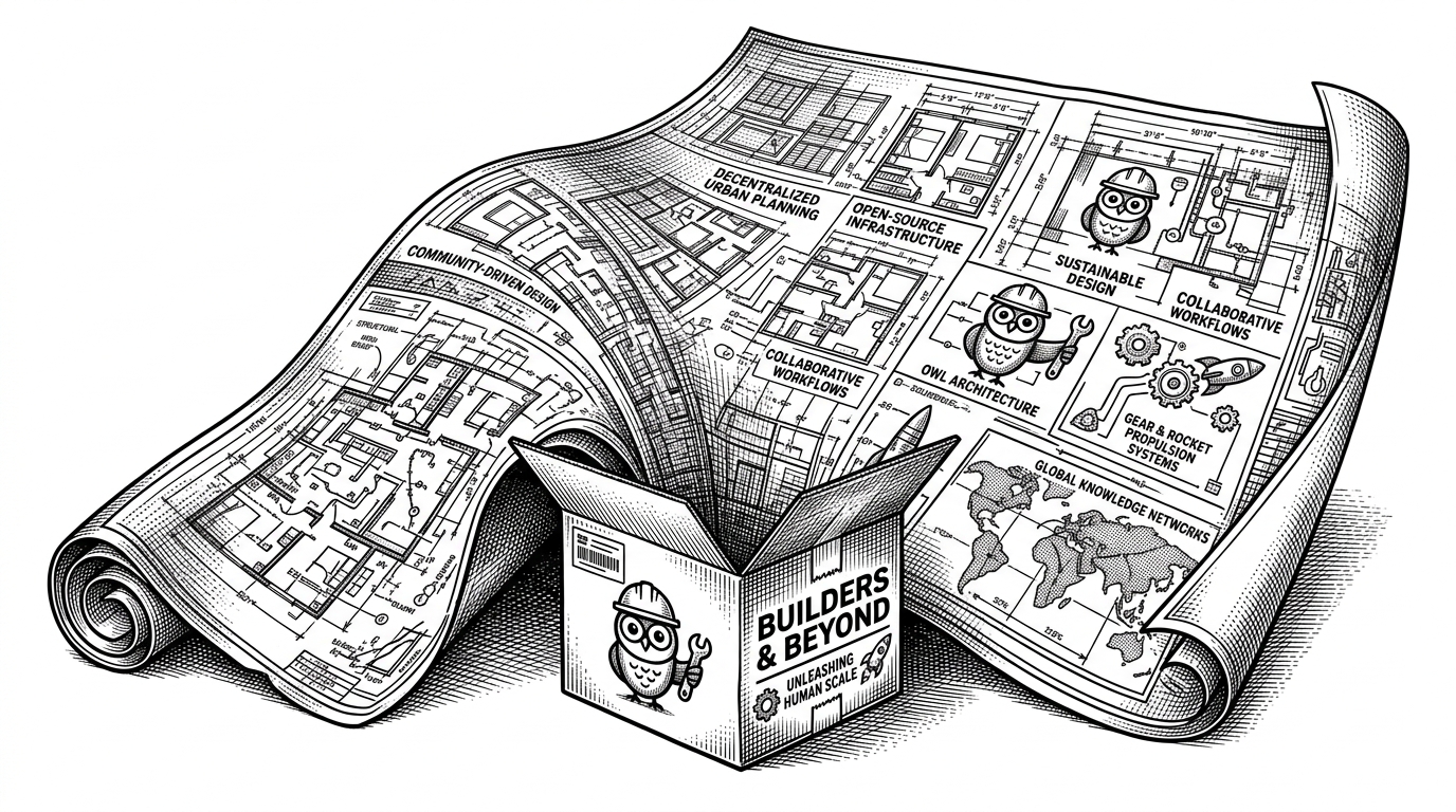 A massive architectural blueprint unspooling out of a tiny, burst shipping box. This represents the immense 512,000-line codebase revealed by a tiny 1MB .map file oversight.