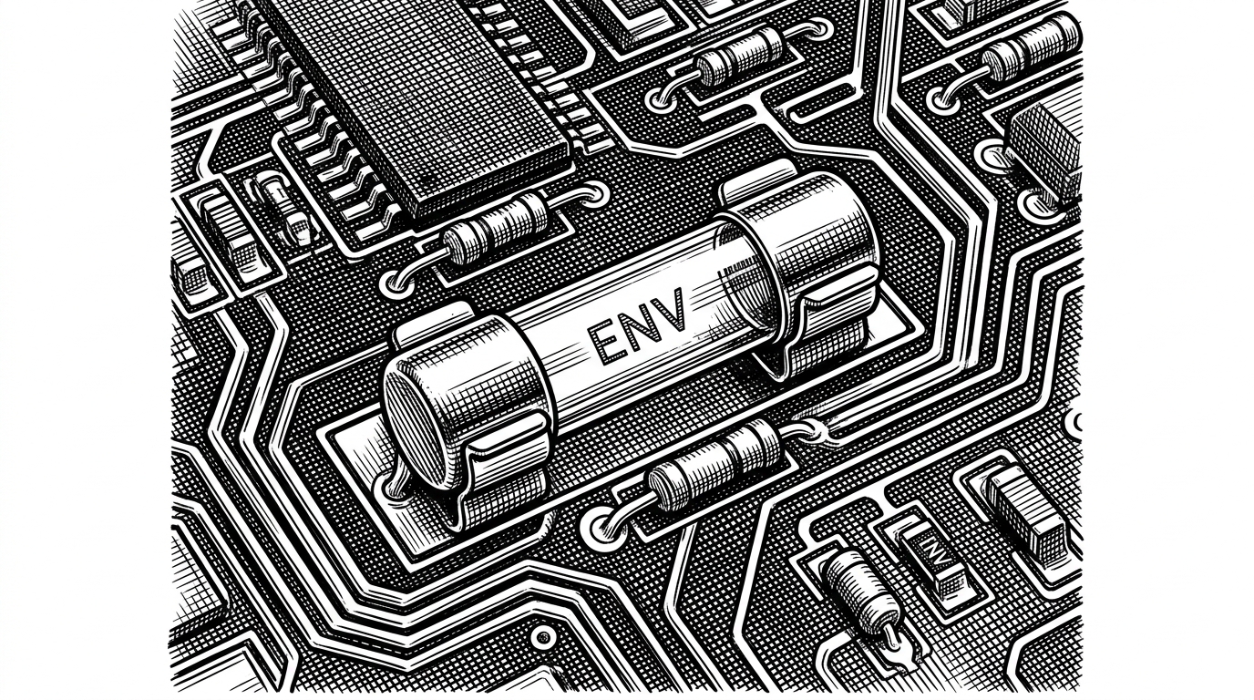 A close-up of a pristine glass electrical fuse set into a dark circuit board. This represents the strict environment validation that halts the system before an insecure boot.