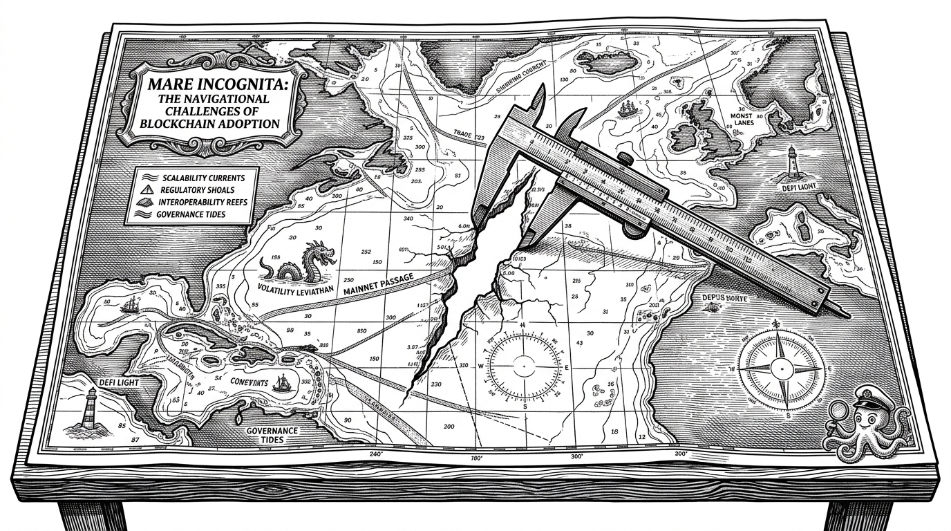 A complex naval navigation map spread across a wooden table with a jagged tear through the center coordinate grid. A pair of mechanical calipers rests over the tear, measuring the distance.