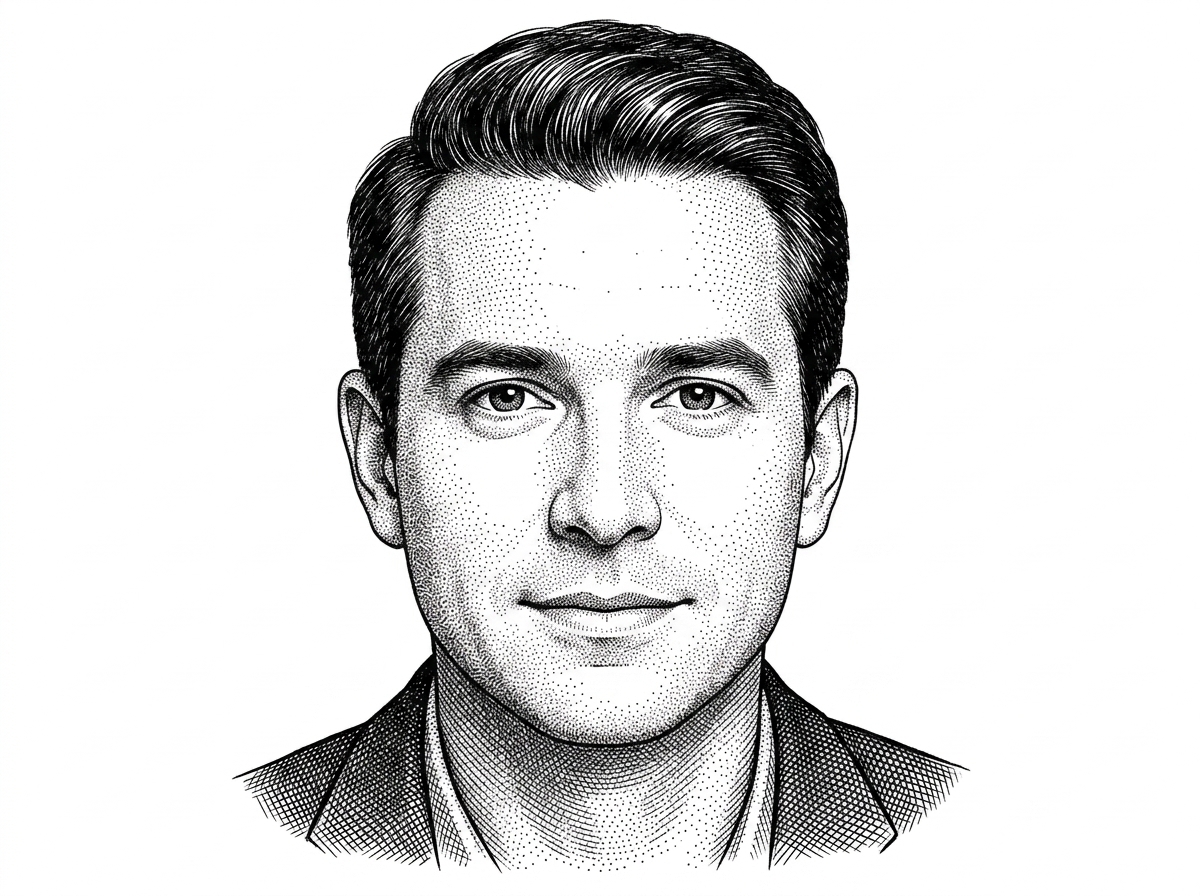 A WSJ hedcut-style portrait of Walter-Sparrow, the project creator, shown as a black ink likeness on white background. The portrait helps identify the developer behind the repo’s preservation work and anchors the article’s human side.