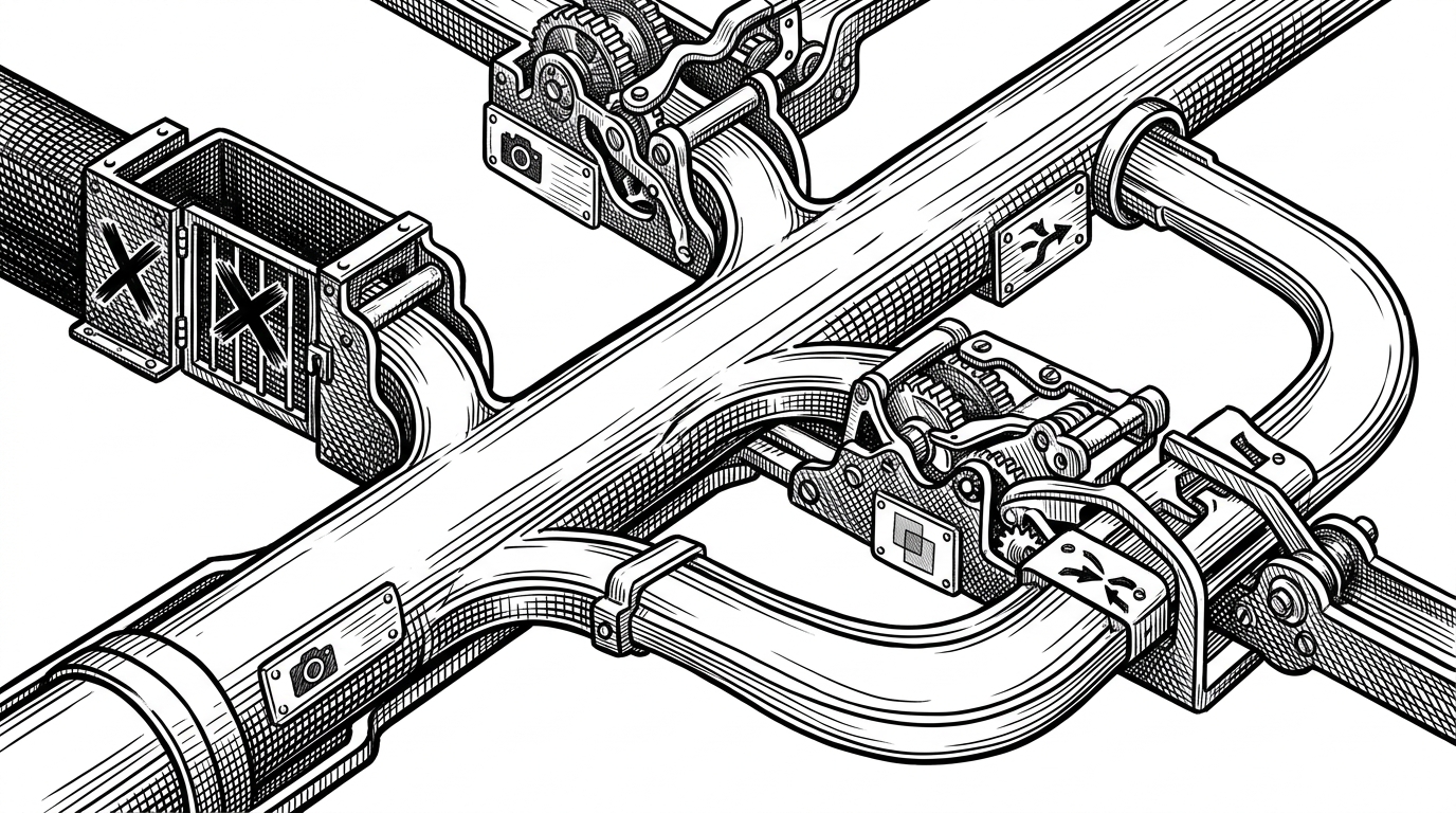 A precision machine branches a single source directory into multiple copy-on-write paths, each path labeled as a separate subagent attempt. One branch is sealed off after failure, while one successful branch reconnects to the main line. The image explains why fast worktrees matter: they turn risky exploration into reversible experimentation.