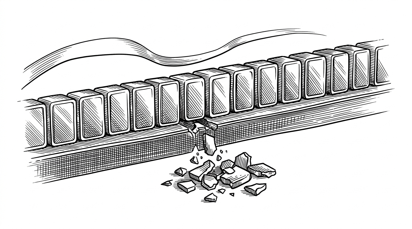 A close-up of sixteen token tiles being assembled from noisy fragments into a single aligned row, with a narrow ribbon of context feature guiding the process and a rejected pile falling away below. The image explains how block diffusion refines a whole draft at once and why acceptance matters.
