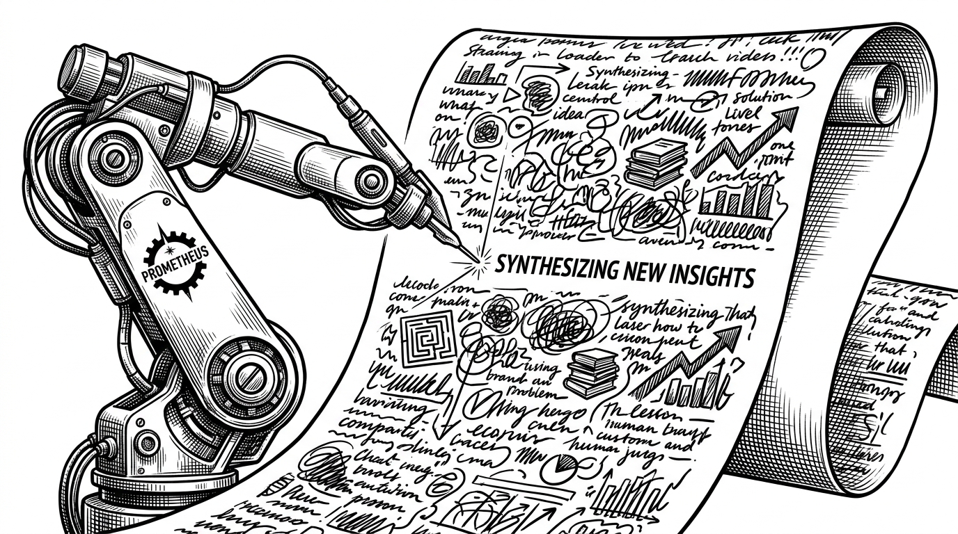 A robotic arm with a laser scalpel precisely inserting a single line of text into a giant scroll of parchment without disturbing the surrounding scribbles.