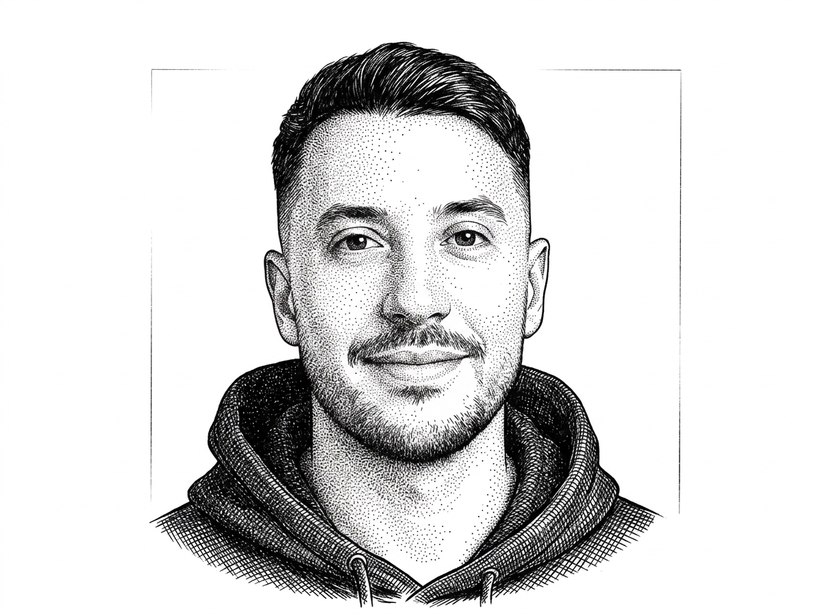 A WSJ-style hedcut portrait of Zubair Trabzada based on his verified GitHub avatar. The portrait identifies the creator behind the repo and connects the project to a broader family of Claude Code tools.